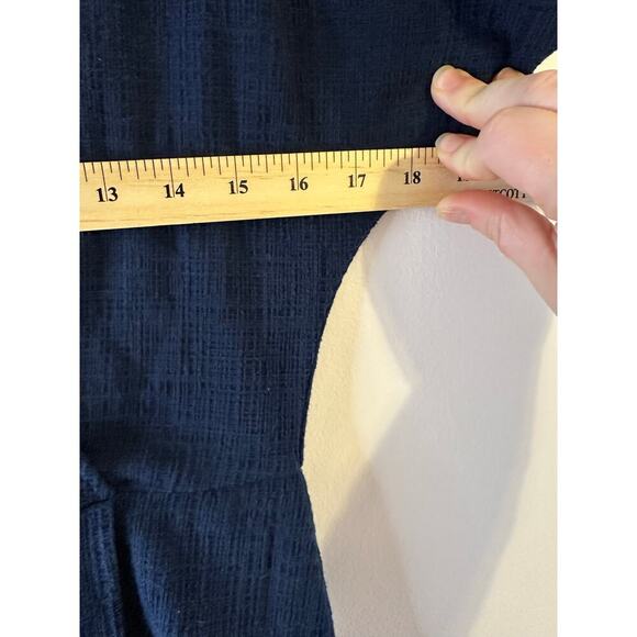 Madewell Navy Faux Wrap Flutter Short Sleeve Cotton Blend Mini Dress Sz Medium - Picture 7 of 8